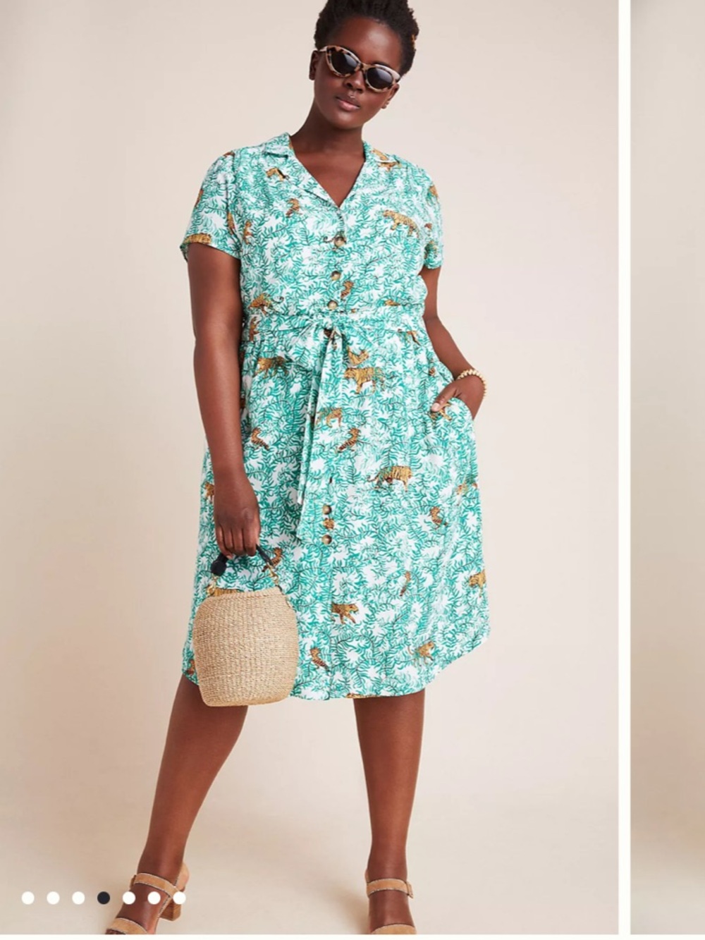 ANTHROPOLOGIE- Maeve Tiger Print Shirt Dress - sz 6